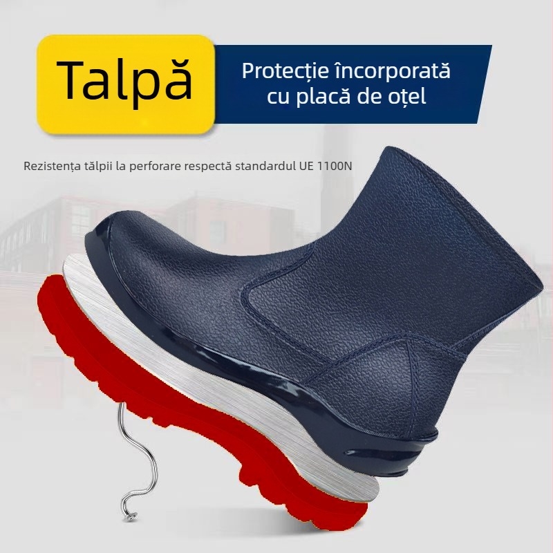 Încălțăminte de protecție din PVC cu vârf din oțel — antistatice, rezistente la acizi și baze, anti-alunecare, durabilă, anti-perforație, respirabilă