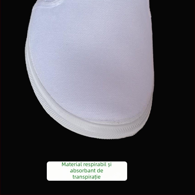 Pantofi de lucru din material textil alb pentru industria alimentară, talie joasă, încălțăminte igienică pentru spații curate fără praf