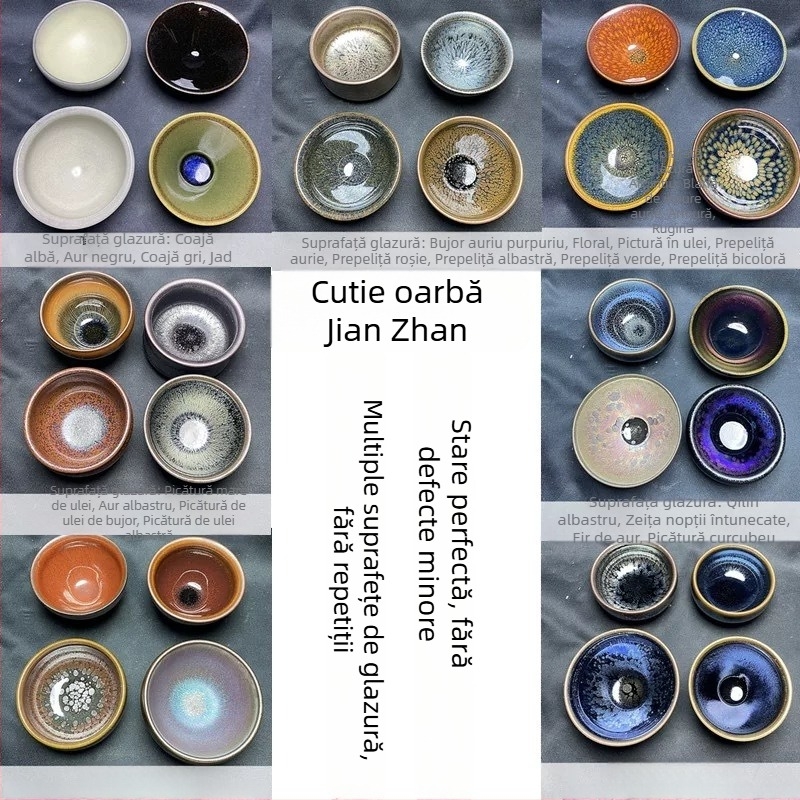 Căniță de ceai Jianzhan, ceramică, culoare sub glazură, design modern minimalist, cutie cadou