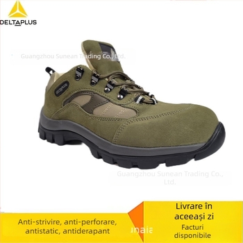 Delta Pantofi de protecție pentru bărbați, iarnă, din piele de vițel, vârf din oțel, antiderapant, anti-perforație, durabili la abraziune și temperaturi înalte