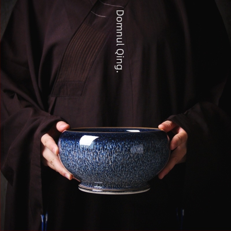 Bol ceramic gros pentru spălarea ceaiului, glazură Tenmoku