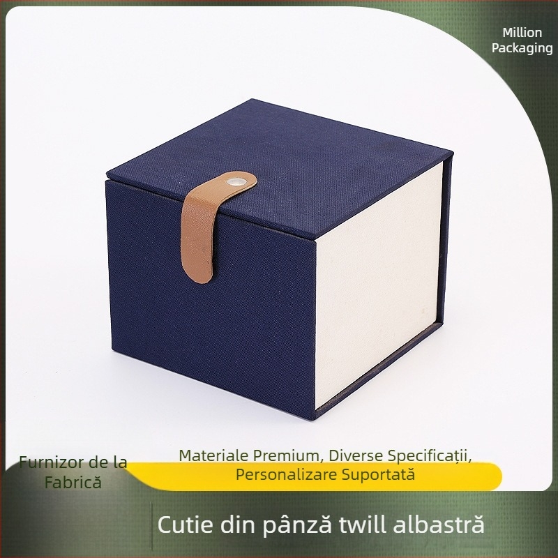 Cutie brocart din piele cu închizător pentru ceainic din lut mov, ceașcă Jianzhan Master și incensier – ambalaj cadou, material albastru cu model