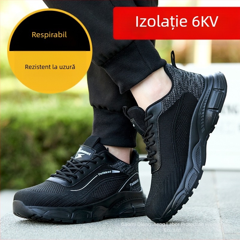 Ghete de protecție cu talpă joasă pentru bărbați, respirabile, anti-șoc, anti-perforație, rezistente la abraziune, izolate, pentru lucru și uz casual