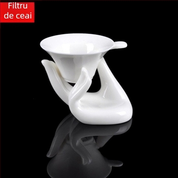 Filtru ceramic alb pentru ceai cu mâna Guanyin pentru set Kung Fu