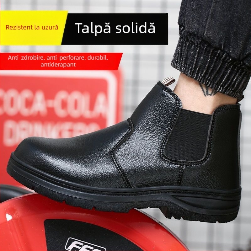 Pantofi de protecție pentru sudură, bărbați, încălțăminte de lucru respirabilă, cu vârf din oțel, antișoc, anti-perforație, rezistente la stropi, ușoare