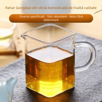 Cană de ceai din sticlă borosilicată, pătrată, cu mâner, distribuitor transparent de ceai, 200 ml