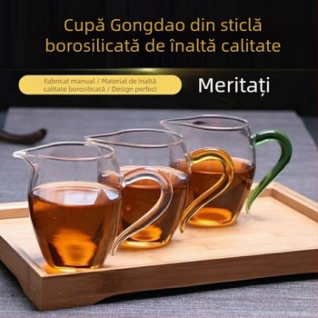 Set Gongfu de ceai din sticlă borosilicată de înaltă rezistență, cu ceainic, ceașcă Gongdao și rezervor de ceai, dimensiune mare