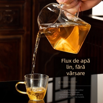 Set ceai din sticlă borosilicată, mare, pătrat, transparent, rezistent la căldură, stil japonez, cu separator de ceai