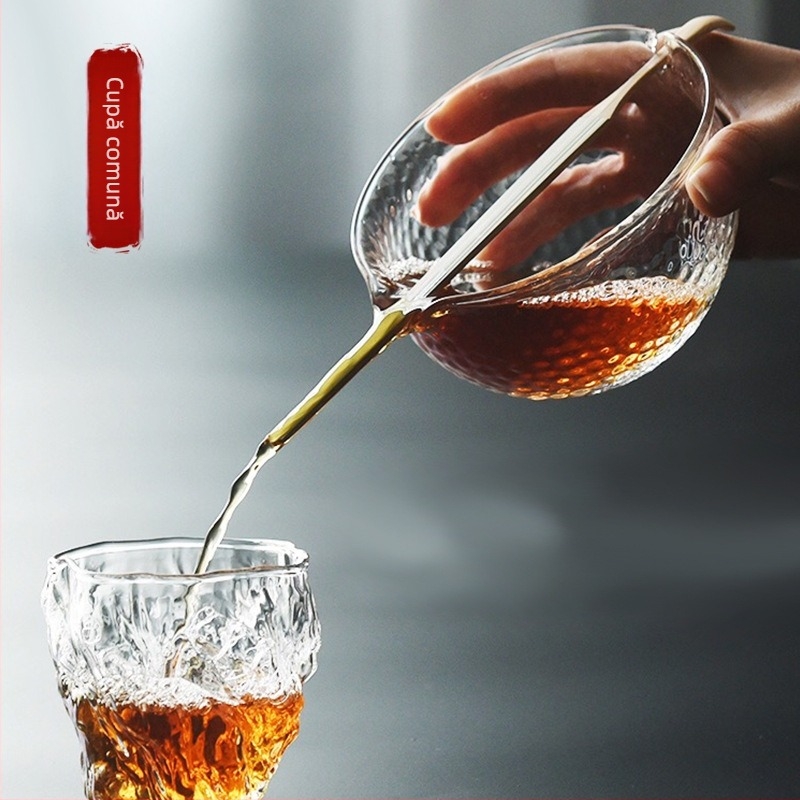 Set Kungfu de ceai cu cană de distribuție transparentă, pahar din sticlă pentru apă și separator de ceai, pentru uz casnic