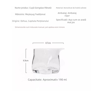 Ceainic de distribuție echitabilă din sticlă borosilicat rezistentă la căldură, pătrată, set mic de ceai pentru uz casnic cu o ceașcă