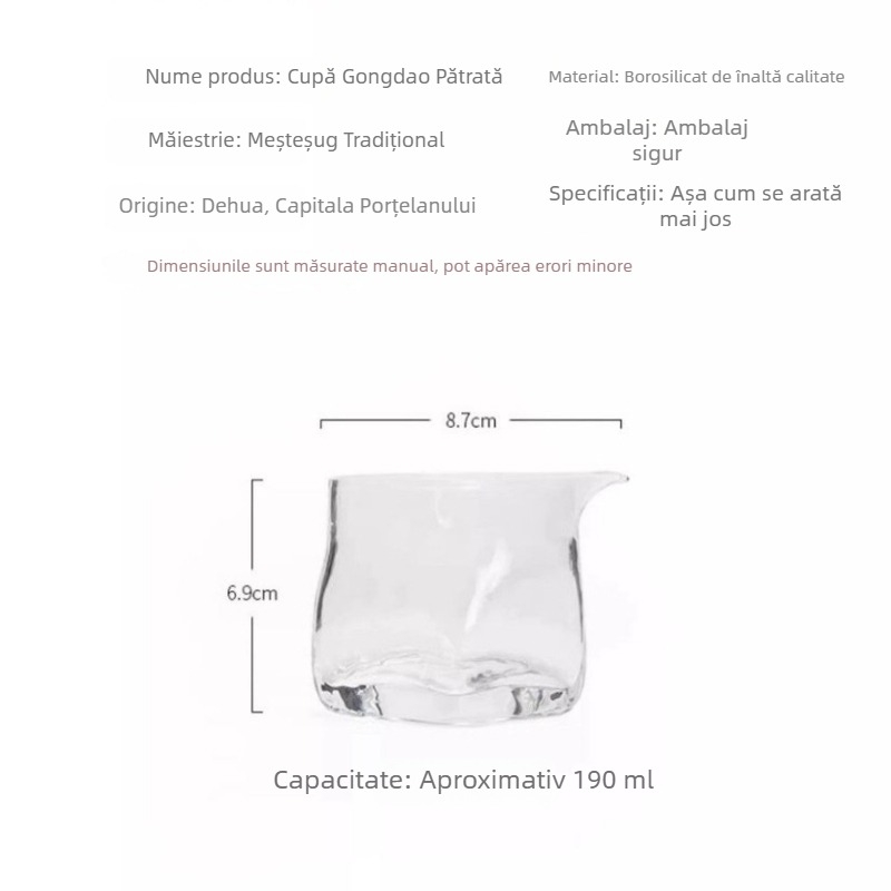Ceainic de distribuție echitabilă din sticlă borosilicat rezistentă la căldură, pătrată, set mic de ceai pentru uz casnic cu o ceașcă