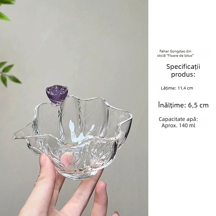 Set de ceai din sticlă borosilicat rezistentă la căldură, de înaltă calitate, pentru ceremonia de ceai acasă, design cu lotus, separator de ceai, teaware în stil chinezesc