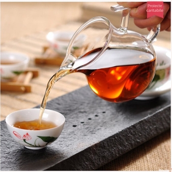 Set de ceai Kung Fu din sticlă borosilikată de înaltă rezistență la temperatură, cu ceașcă de ceai și turnător