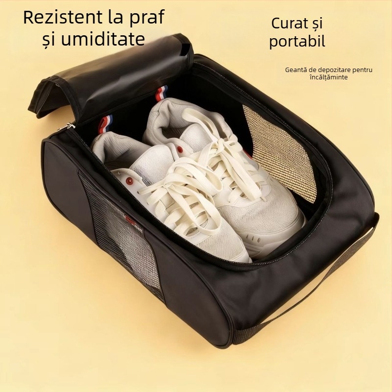 Geantă de pantofi pentru călătorii, portabilă, din plasă respirabilă, protecție împotriva prafului
