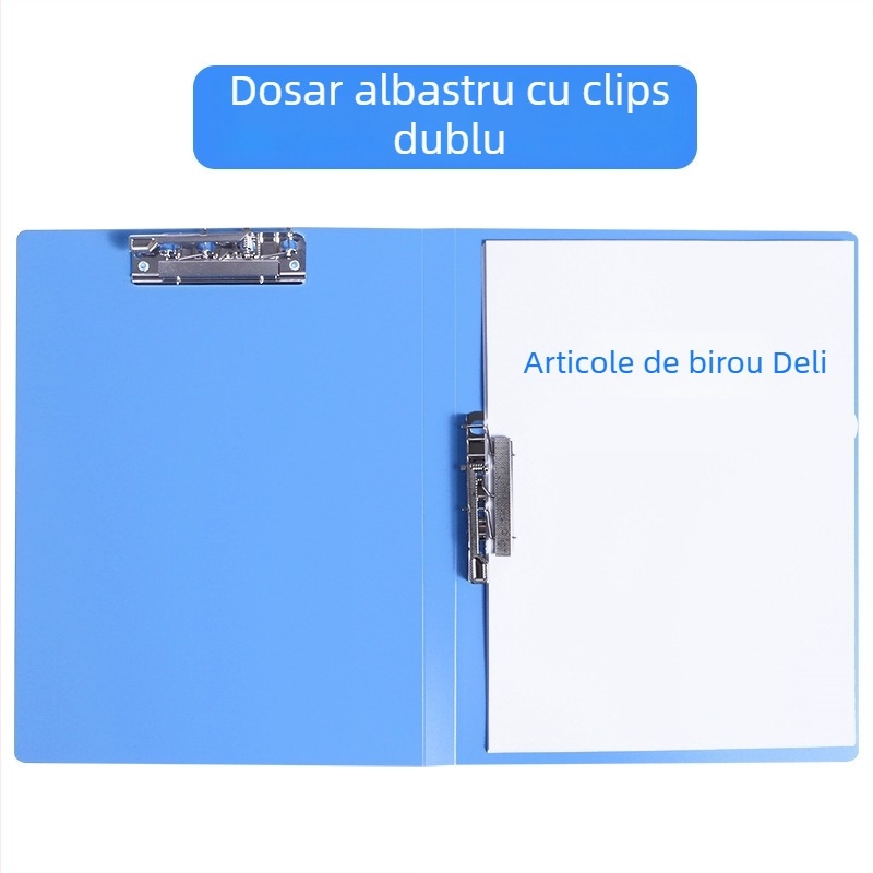 Deli 5302 dosar A4 pentru documente cu clemă dublă, PP plastic, pentru elevi, birou și acasă