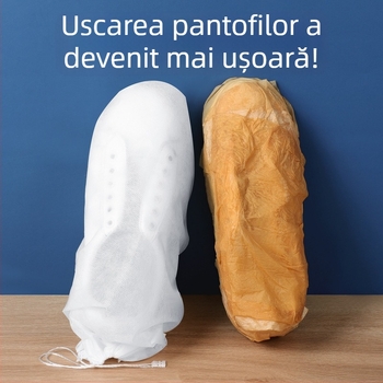 Sac pentru pantofi din material nețesut, protecție împotriva prafului și umezelii, pentru călătorii, închidere cu șnur