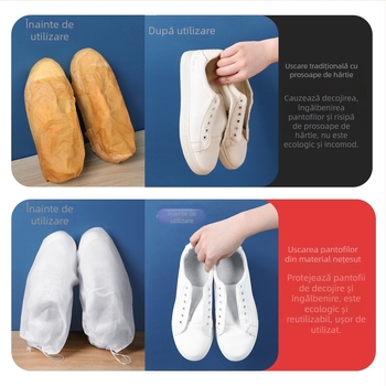 Sac pentru pantofi din material nețesut, protecție împotriva prafului și umezelii, pentru călătorii, închidere cu șnur