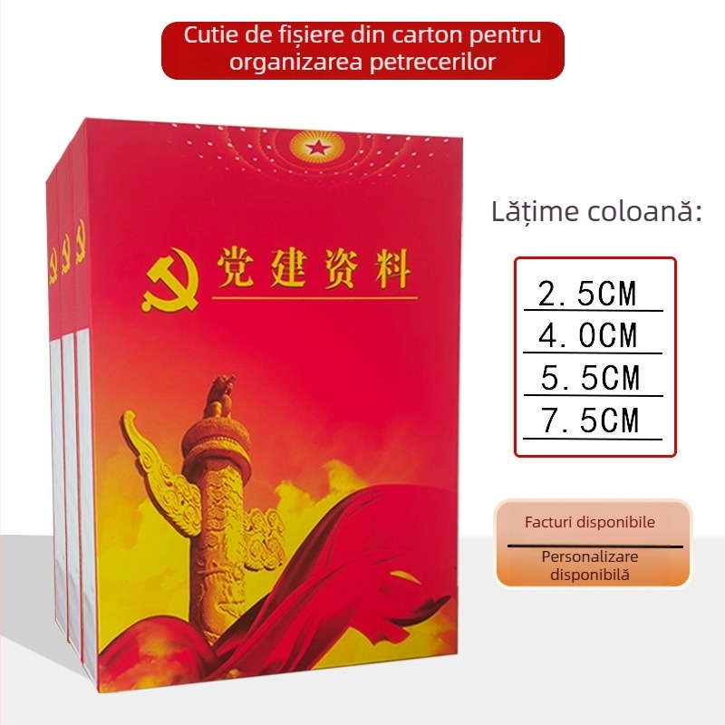 Cutie de fișiere din carton pentru birou, cu corp integrat și capac înlocuibil