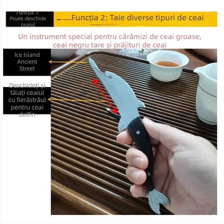 Set de instrumente pentru ceai din oțel inoxidabil: cuțit de ceai, foarfecă, clește și ac de ceai