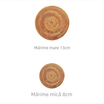 Suporturi din rattan țesute manual, pentru cești și ceainice, plăci izolante pentru ceai, accesorii pentru ceremonia ceaiului