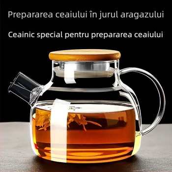 Ceainic din sticlă pentru uz casnic, borosilicat rezistent la temperaturi înalte, ceainic mare cu filtru pentru ceaiuri cu flori