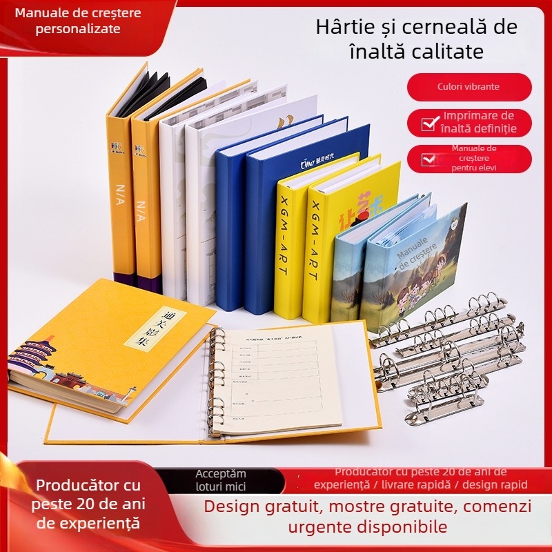 Dosar A4 din carton pentru documente, cu închidere în formă de D și 3 găuri, imprimare logo