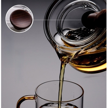 Ceainic din sticlă borosilicată de înaltă rezistență, filtr cu mâner lateral - ceainic pentru ceai cu flori, set de preparare ceai