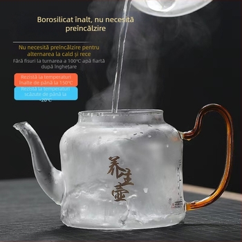 Ceainic din borosilicat rezistent la temperaturi, pentru abur și infuzie de ceai, cu funcție dublă și plită electrică ceramică