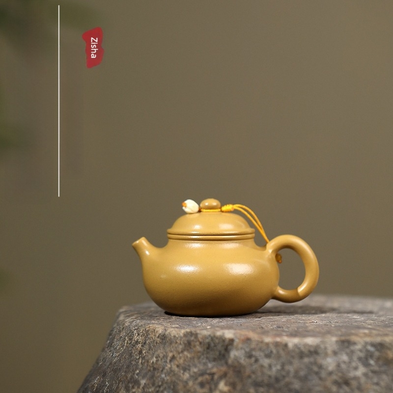 Ceainic din lut purpuriu Yixing – set Gongfu pentru ceai, finisaj lut purpuriu auriu-roșu