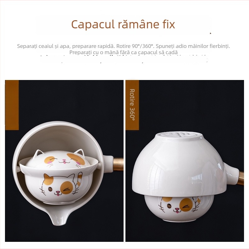 Set de ceai cu ceainic rotativ la 6 grade pentru călătorii, pentru casă și mașină, ceainic Kung Fu portabil cu ceașcă