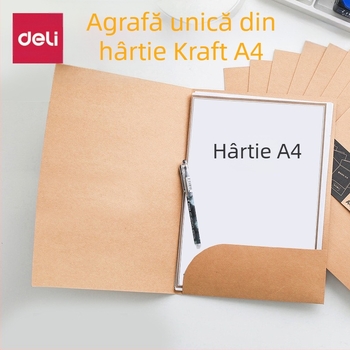 Deli 5917 Dosar A4 din hârtie kraft cu clips, format L, inserare pagini