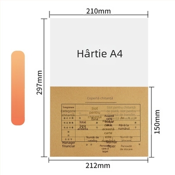 Copertă pentru bonuri contabile A5, hârtie kraft 120 g, compatibilă cu dimensiuni A4 și A5 jumătate, pachet 25 seturi