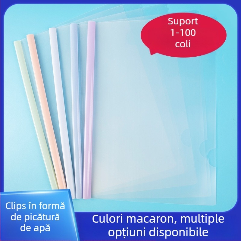 Mapă A4 cu clips de tragere și inserturi transparente, capacitate mare pentru documente
