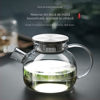 Ceainic din sticlă pentru infuzarea ceaiului, fabricat manual, pentru uz casnic, pentru ceai de flori, sticlă borosilicat de înaltă rezistență, potrivit pentru plită cu gaz sau plită ceramică electrică