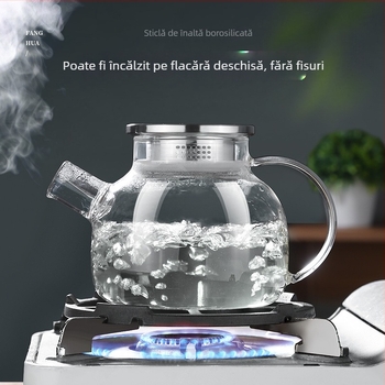 Ceainic din sticlă pentru infuzarea ceaiului, fabricat manual, pentru uz casnic, pentru ceai de flori, sticlă borosilicat de înaltă rezistență, potrivit pentru plită cu gaz sau plită ceramică electrică