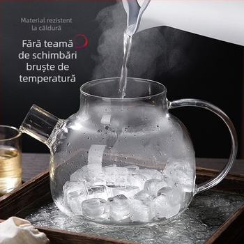 Ceainic din sticlă pentru infuzarea ceaiului, fabricat manual, pentru uz casnic, pentru ceai de flori, sticlă borosilicat de înaltă rezistență, potrivit pentru plită cu gaz sau plită ceramică electrică