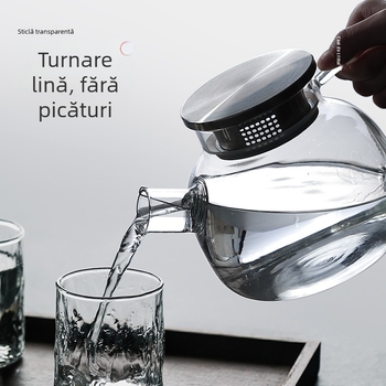 Ceainic din sticlă pentru infuzarea ceaiului, fabricat manual, pentru uz casnic, pentru ceai de flori, sticlă borosilicat de înaltă rezistență, potrivit pentru plită cu gaz sau plită ceramică electrică
