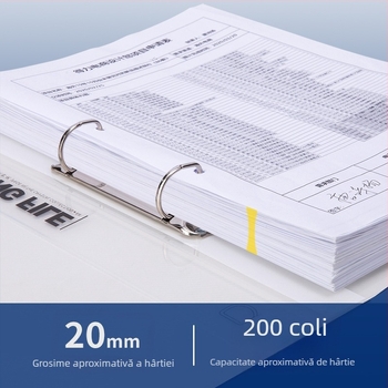 Deli 5381 Mapă A4 Transparentă pentru documente cu D‑clamp și două găuri pentru depozitare