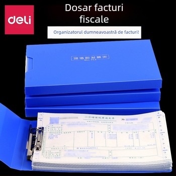 Deli 5355 Suport pentru facturi – dosar albastru pentru documente financiare