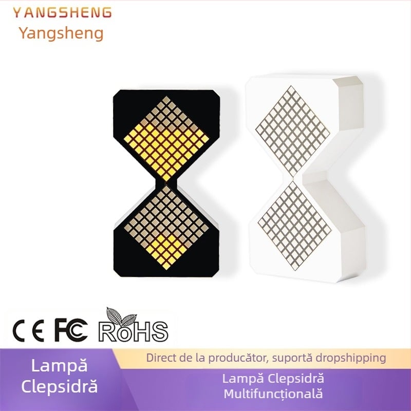 Cronometru electronic cu clepsidră, senzor de gravitație, ornament 3D, lumină ambientală, reîncărcabil, decor DIY pentru birou