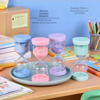 Clepsidră pentru copii – cronometru educațional pentru spălatul pe dinți și temele, 5/10/30/60 minute, ornament decorativ cu nisip