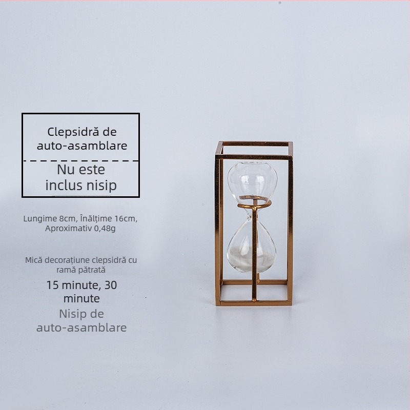 Clepsidră în cadru pătrat, stil retro, design minimalist modern, decor pentru birou și casă, cronometru