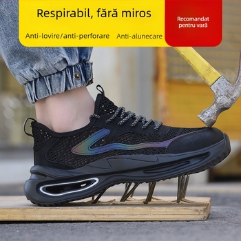 Pantofi de protecție ușori, cu vârf din oțel, protecție împotriva perforării, partea superioară din plasă respirabilă