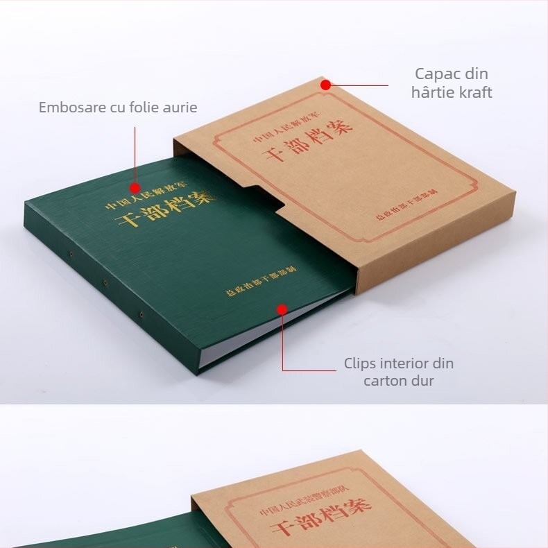 Dosar A4 verde pentru evaluarea documentelor, geantă pentru documente de instruire personale și de unitate, cutie de depozitare pentru funcționari publici