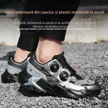 Pantofi de protecție pentru bărbați cu vârf din oțel, protecție împotriva loviturilor și perforării, rezistenți la abraziune, talpă moale