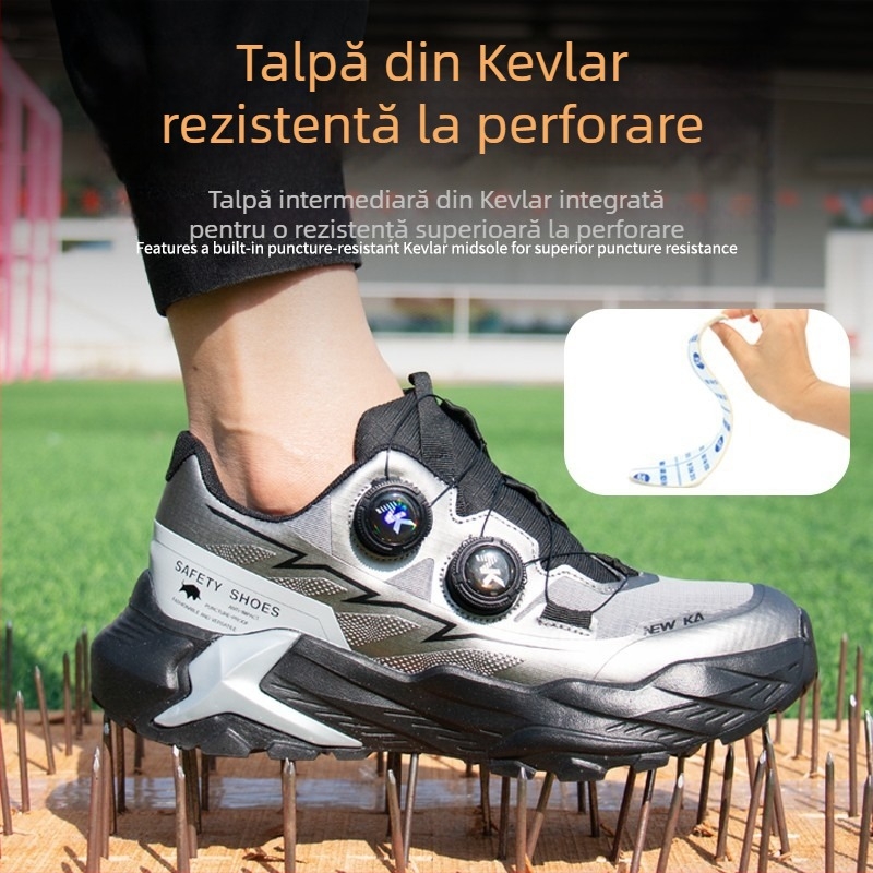 Pantofi de protecție pentru bărbați cu vârf din oțel, protecție împotriva loviturilor și perforării, rezistenți la abraziune, talpă moale