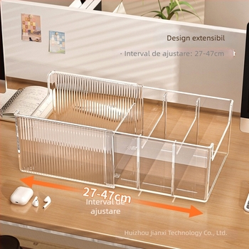 Cutie de depozitare pentru dosare, organizator pentru hârtie A4, suport telescopic transparent pentru cărți, raft de depozitare pentru birou