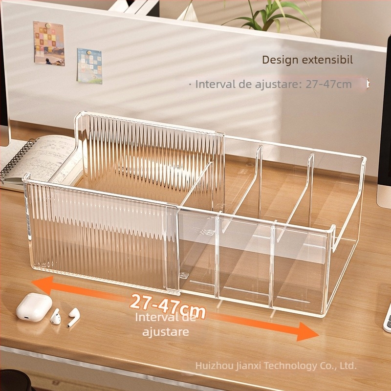 Cutie de depozitare pentru dosare, organizator pentru hârtie A4, suport telescopic transparent pentru cărți, raft de depozitare pentru birou