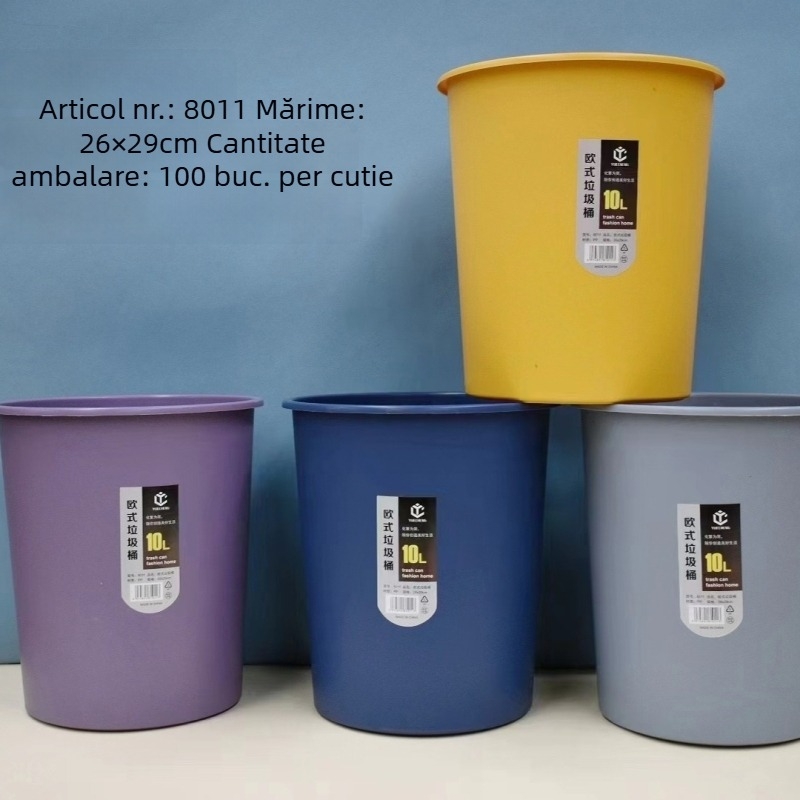Coș de gunoi din plastic 10 L, deschis, pentru birou și sufragerie, cu imprimare a logo-ului