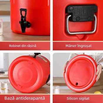 Recipient izolat din oțel inoxidabil pentru uz comercial, capacitate mare, pentru lapte de soia, ceai cu lapte, pudră de gheață, ceai și supă